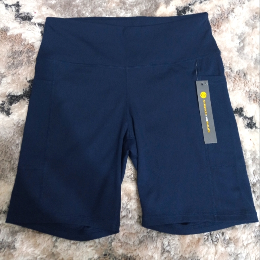 Women's STRETCHTHERULES Navy Blue Biker Shorts